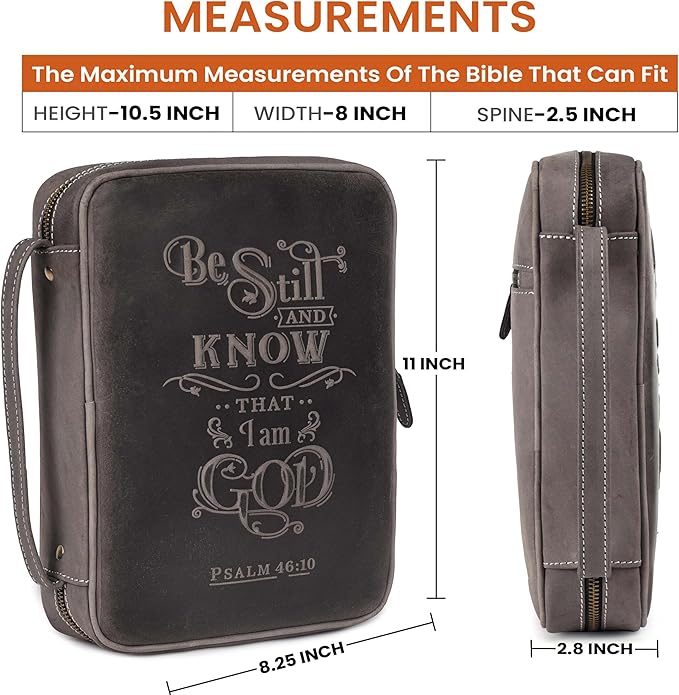 LEATHER VILLAGE Handmade Vintage Leather Embossed Bible Cover for Men & Women - Large Protective Bible Case & Organizer for Church, Travel & Study Christian Religious Antique Bookmark - Black