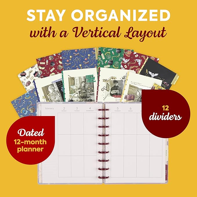 Happy Planner Harry Potter Disc-Bound 12-Month January–December 2026 Planner, Classic Size, Vertical Layout, Gryffindor Magic