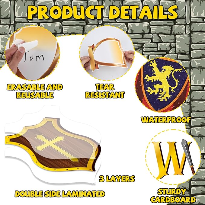 party greeting Medieval Bulletin Board Set Halloween Bulletin Board Medieval Shield Classroom Decorations Castle Theme Paper Cutouts for Renaissance Back to School Classroom Chalkboard Wall Door Decor