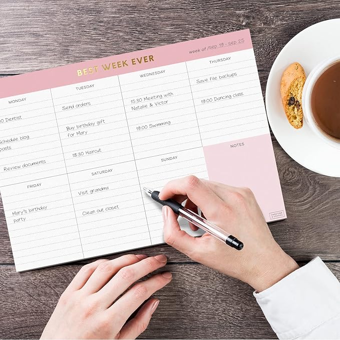 Sweetzer & Orange Weekly To Do List Pad. Gold Foil 7 days Planner with Daily Roadmap Agenda Squares. 7x10” Day Workbook 2026 - Student Blueprint, Work Manual, and Checklist Note Pad