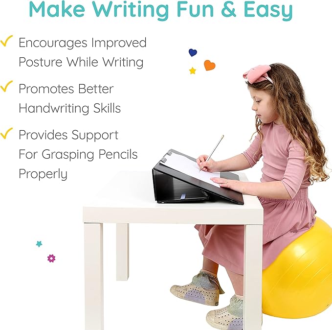 Fun and Function - Short Reach Write Slant Board - Writing Board - Slant Board for Writing for Kids to Help Improve Handwriting & Posture - 12x18x5 Inch Writing Stand - Non-Slip Writing Slope
