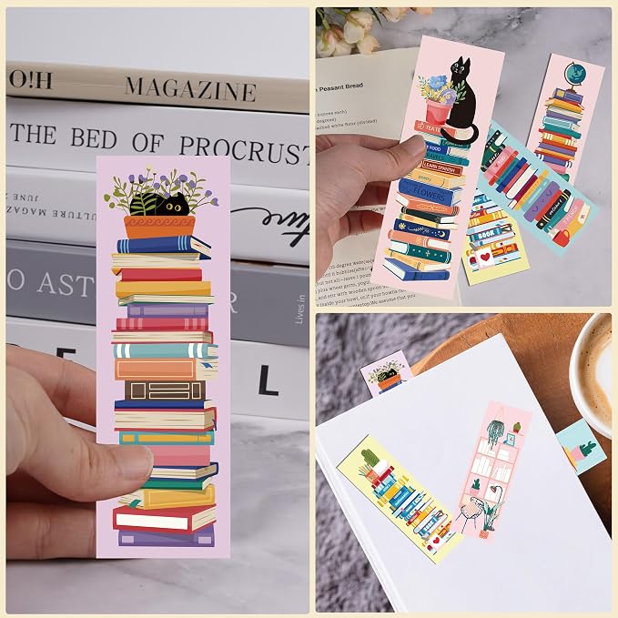 200 Pcs Bookshelf Bookmarks Bulk for Reading: Cute Book Tracker Bookmark for Kids Women, Creative Paper Book Marks Bookish Gifts for Book Lovers Students Stationery Back to School Supplies