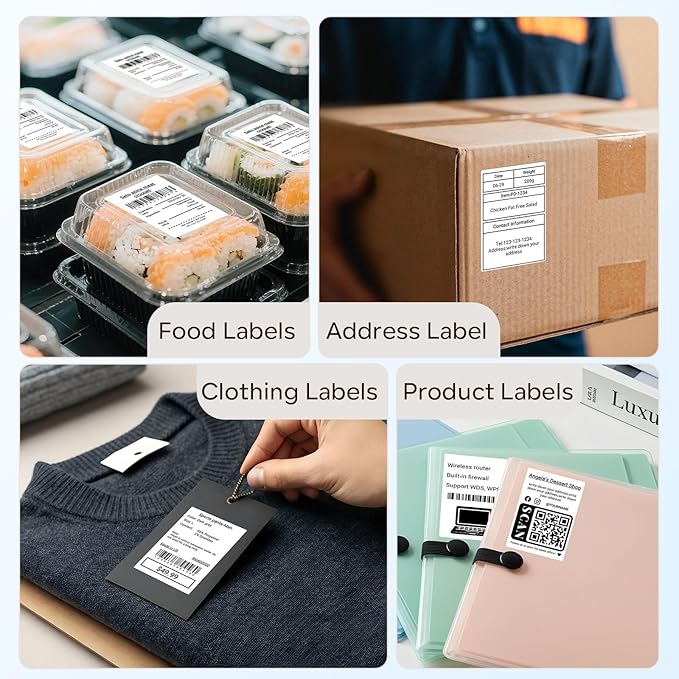 Phomemo M110 Labels, 50 x 80mm(1.97"x3.15"), Thermal Label Paper for M110/M220/M221/M120/M200/M100 Label Printer Address Label Multipurpose Square Self-Adhesive Paper, Black on White, 3 Rolls