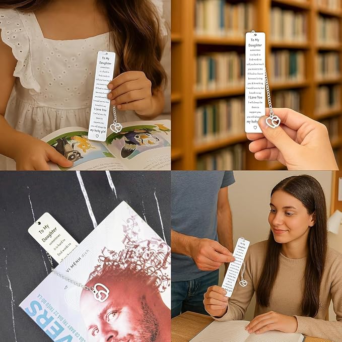 Gifts for Daughter from Mom Dad, Sentimental Birthday Gifts for Daughter, Inspirational Bookmark for Adult Daughter, Graduation Christmas Valentines Gifts for Her, I Love You Keepsake