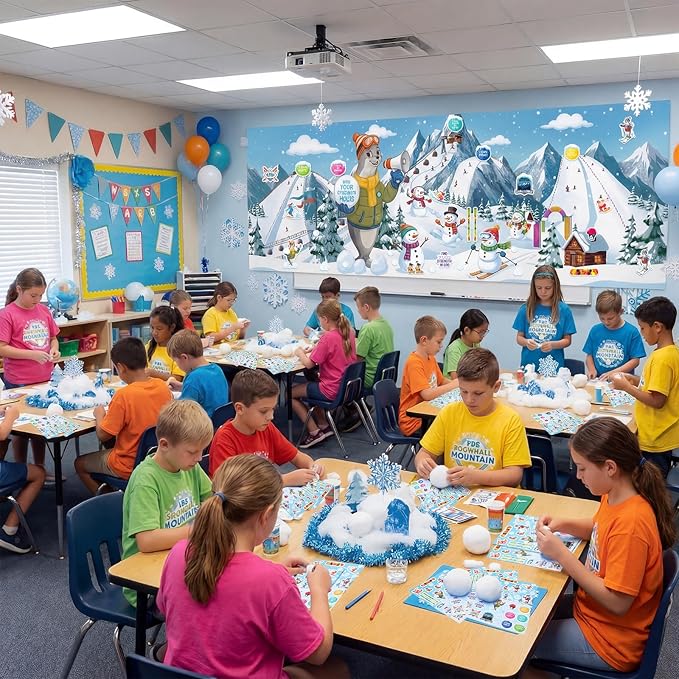Crtiin 50 Sheets VBS Snowball Mountain Stickers Vacation Bible School Craft Themed Adhesive Stickers, Religious Adventure Decals for Sunday School, Kids Bible Crafts & Activity Reward