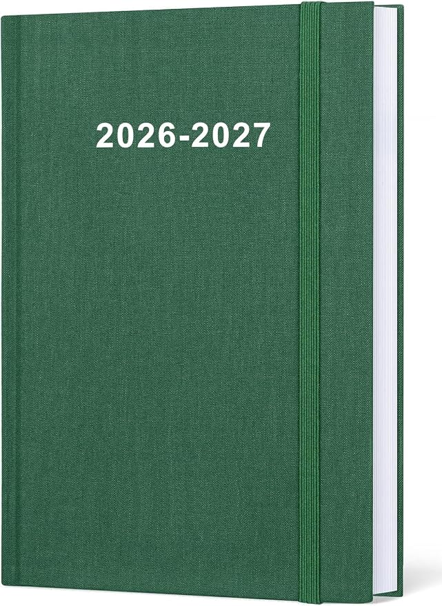 2026-2027 Planner - Weekly & Monthly Planner from July 2026 to June 2027, 5.8'' × 8.3'' Agenda 2026-27 with Inner Pocket, Elastic Band, Hard Cover, Perfect Daily Organizer, Green