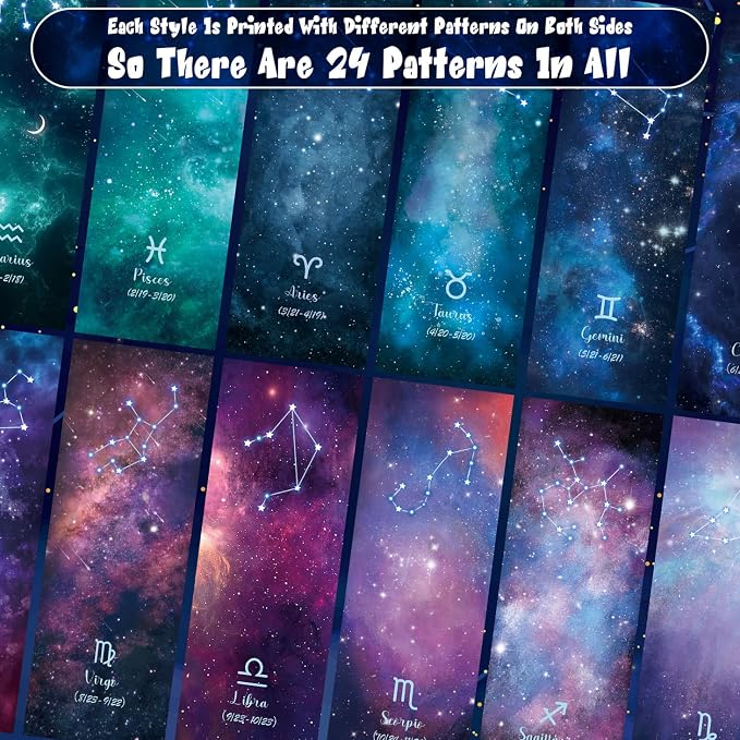 12 Pcs Personalised Space Starry Night Bookmarks, Bulk Book Marks,Unique Zodiac Constellaion Bookmark for Book Lovers,Cool Bulk Bookmarks for Students Adults Children Teachers Reading VBS Theme Gifts