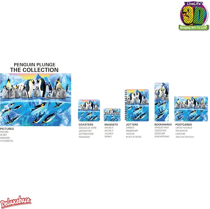 3D LiveLife Bookmark - Penguin Plunge from Deluxebase. Cute Lenticular Bird Page Marker. Animal Themed Accessories for Book Lovers. Small Gifts for Men, Women, Writers and Teachers.