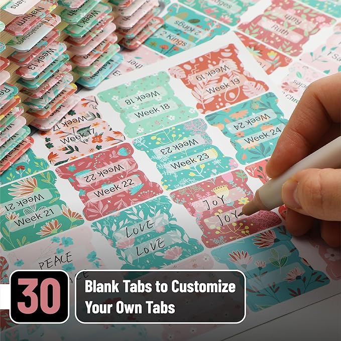 Mr. Pen- Bible Tabs, 120 pcs, Floral Design, Laminated Tabs for Women, Bible Index Tabs, Bible Book Tab, Bible Labels Tabs, Mr. Pen Bible Tab
