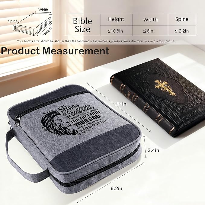 Faithful Hers Bible Cover for Mens Bible Case with 6 highlighters Lightweight Nylon Carrying Bag Multifunction Church Study Book Carrier with Handle Christian Gifts