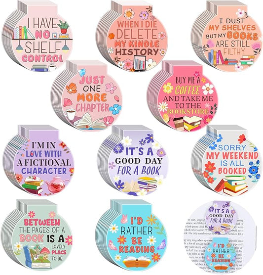 AmazingSpark 50 Pcs Flowers Magnetic Bookmarks Bulk Magnet Reading Awards for Book Lover Motivational Book Marker Clips for Library Office Incentives