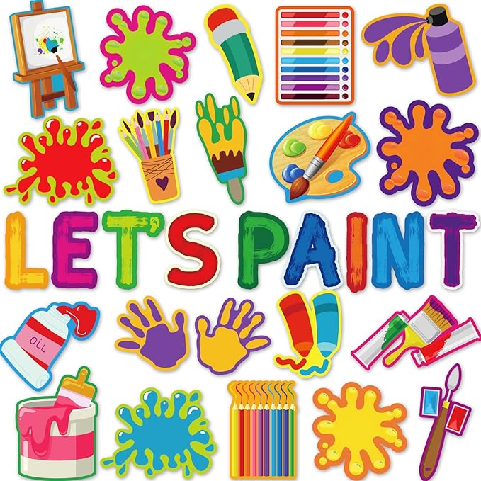 Art Paint Cutouts Art Theme Classroom Bulletin Board Decorations Artist Painting Themed Birthday Party Supplies for Toddler Kids Students Classroom