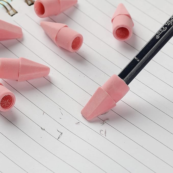 Mr. Pen- Pencil Top Erasers, 120 Pack, Pink, Latex-Free, No-Smudge Cap Pencil Erasers for Precise Erasing, Kids, Teachers, Studying Supplies