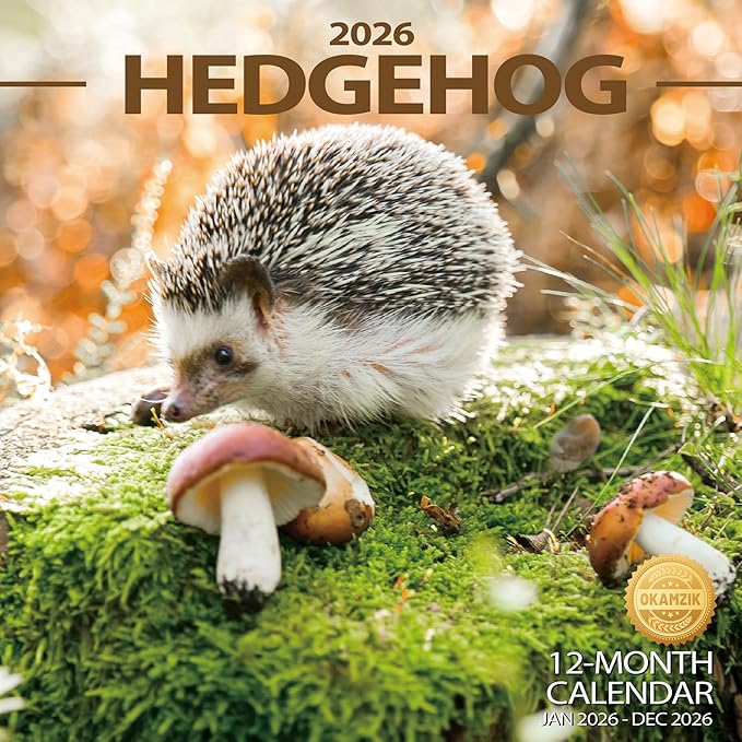 Wall Calendar 2026 Planner Calendar - Hedgehog Hangable Monthly Wall Calendar with Large Blocks for Organizing & Planning, Academic Schedule, Home, Office & family, Thick & Sturdy Paper (12"x24" Open)