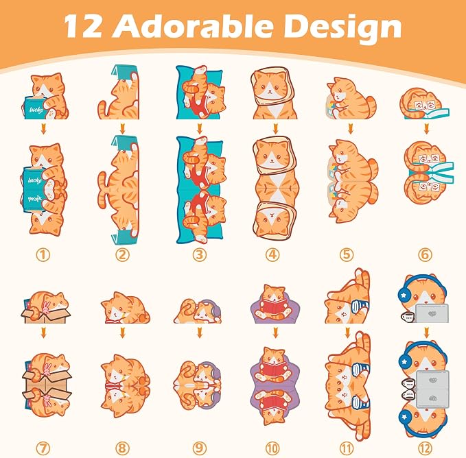 12PCS Magnetic Cute Orange Tabby Bookmarks, Kawaii Ginder Cat Bookmark, Funny Cat Book Marks, Refrigerator Decor Magnet, Fridge Magnets, Book Maker Page Clips for Reading, Women, Cat Lover, Mom, Dad