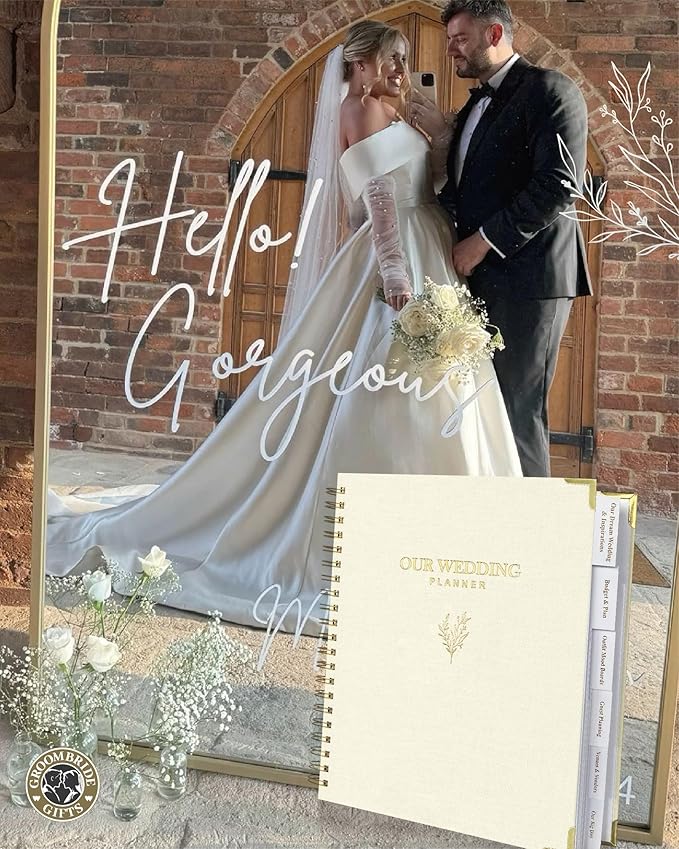 Wedding Planner Book and Organizer for Bride, Elegant Linen Cover Wedding Planning Binder with Checklists, Pockets & Calendars,Perfect Engagement Gifts for Couples