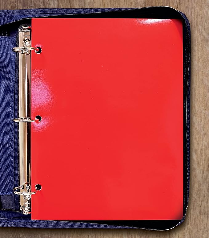 Better Office Products 4 Pocket Glossy Laminated Paper Folders (12 Pack), 3 Hole Punch Portfolios, Assorted Bright and Primary Colors,