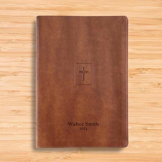 Personalized NIV Thinline Holy Bible Faux Leather Large Print Size | Custom with Name, Date or Text | Gift for Christian & Religious Celebrations | Brown