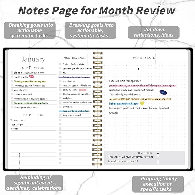 2026-2027 Monthly Planner - 2 Year Monthly Planner 2026-2027, Hard Cardboard Cover, Jan 2026 - Dec 2027, 7.5" x 10", 2 Year Calendar with 24 Month, Twin-wire Binding, Note Pages