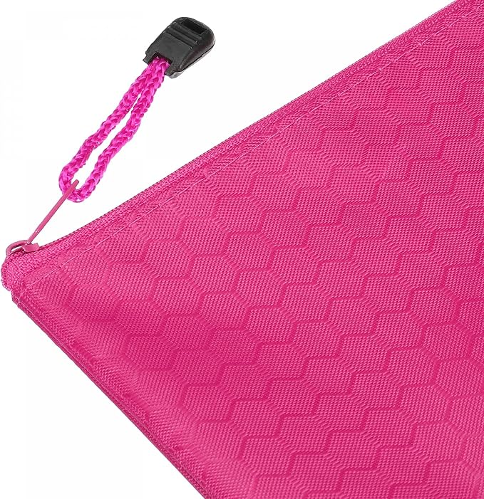 PATIKIL Waterproof Zipper File Bags, 5 Pack A4 Size Document Pocket Storage Organizer Pouch for Travel Office Supply, Rose Red