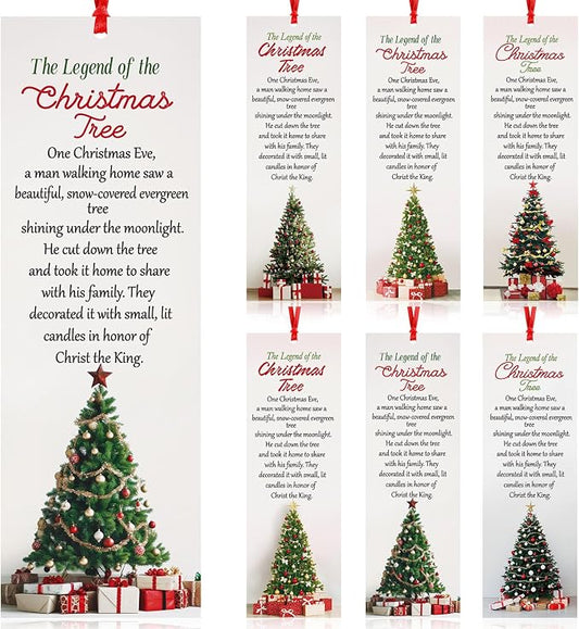 Dispowreath 60 Pcs The Legend of The Christmas Tree Bookmarks Religious Xmas Tree Bookmarks Church Exchange Gifts for Christmas Men & Women Sunday School Church Prizes Party Favors