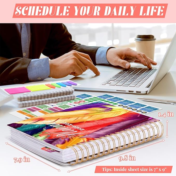 Planner 2026-2027, Large 18 Months Academic Daily Weekly Monthly Planner Yearly Agenda Jan. 2026–June. 2027, 7.9" x 9.8", Page Tabs, Separator Page, Pocket Folder, Bookmark, Stickers, Sticky Note Set