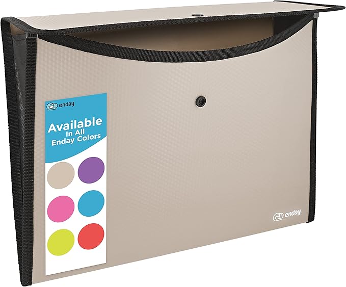 Square Flap Document Holder Grey, Expanding File Folder, A4 Letter Size Reusable Filling Envelopes, Snap Closure Wallet File Pouch Also Available in Pink, Purple, Green, Red, Blue, 1 Pc– By Enday