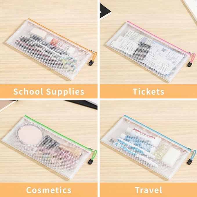 EVERECO 30pcs Pencil Pouches, 9.3x4.5 Inches Small Zipper Pouch, 15 Colors Bill Size Waterproof Zipper Pouches for Organizing, Board Game Storage and Office Supplies