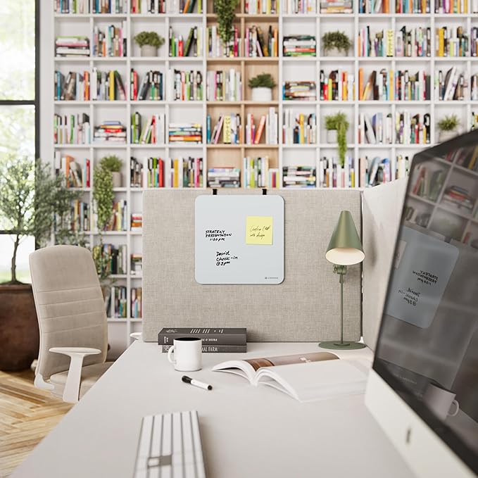 U Brands Square Magnetic Glass Dry Erase Board, Only for use with HIGH Energy Magnets, 12" x 12" Inches, Frameless, Marker Included (2343U00-01), White