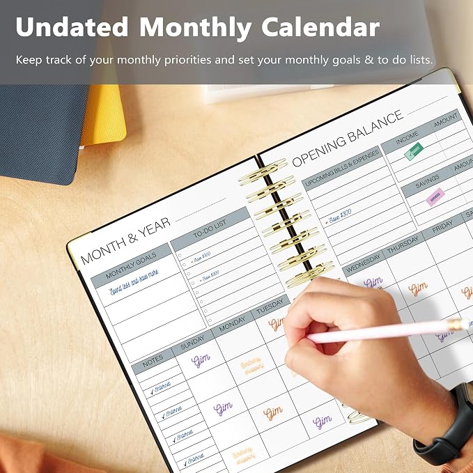Ospelelf Budget Planner Budget Book with Bill Organizer and Expense Tracker 12 Month Undated Account Book to Take Control of Your Money Black