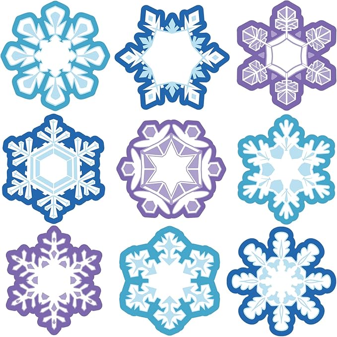 Faccito 90 Pieces Winter Cutout Decorations Snow Mix Cut Outs Christmas Snowflake Snowman Cutouts Mini Winter Bulletin Board for Classroom Christmas Party Holiday Decorations(Snowflake)