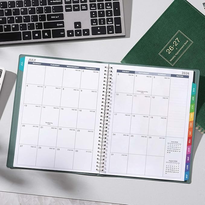 Appointment Book 2026-2027 - Daily Hourly Planner 2026-2027, JUL 2026 - JUN 2027, 9"x 11", 26-27 Planner Weekly and Monthly, Appointment Planner 26, 15-Minute Interval, Flexible Cover - Dark green