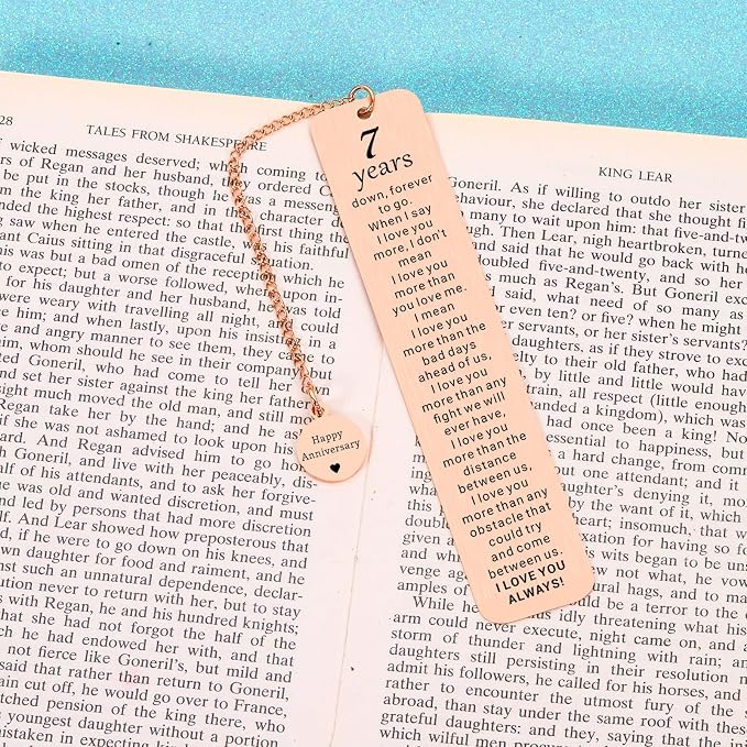 7 Years 7th Anniversary Copper Gifts for Him Her Men Women Couple 7th Copper Anniversary Wedding Gifts for Her Wife Girlfriend Husband Anniversarys Coppers Christmas Valentine Gift Bookmark for Women