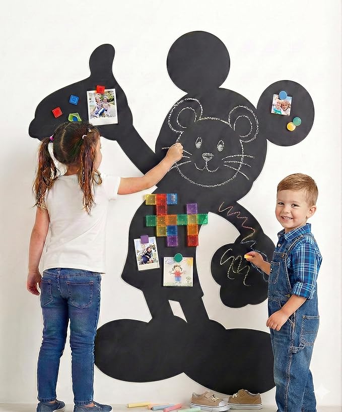 Cartoon-Style Magnetic Wall Chalk Board for Kids - Peel & Stick Magnetic Board for Drawing, Writing & Learning - Chalkboard Wall Sticker for Playrooms, Bedrooms, Classrooms & Homeschool - Mouse