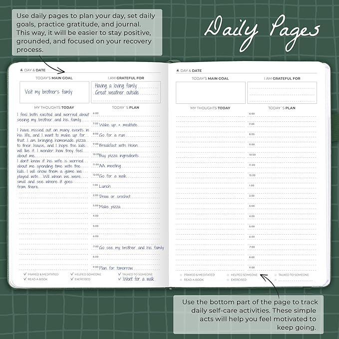 Clever Fox Addiction Recovery Journal – Addiction Treatment Planner & Workbook – Daily Sobriety Journal for Recovery Progress, A5 (Dark Green)