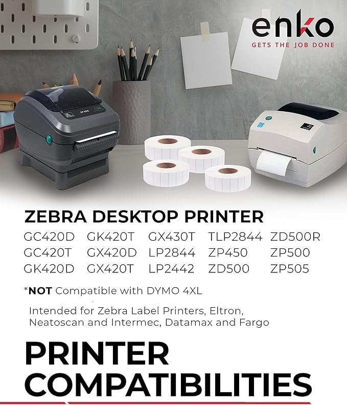 enKo (12 Rolls, 15600 Labels) 2 x 1 inches Perforated Adhesive Direct Thermal Labels, FBA Stickers, FNSKU Labels, Mailing Barcode - Compatible for Rollo, Zebra, Eltron, MUNBYN Printer