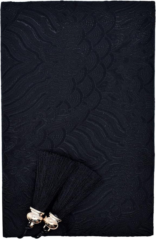 BLBMH 5x8 Book Cover | Handmade Non-Stretch Fabric Sleeve with Bookmark | for Paperback Bible Journal | Privacy Reading Gift for Women - Chinese Black