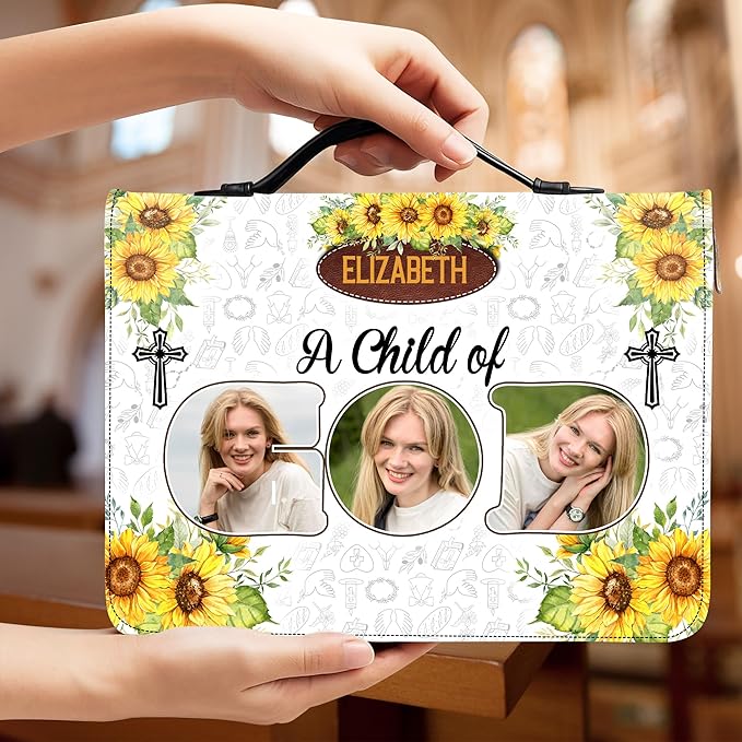 Personalized Bible Cover for Men, Christian Bible Case PU Leather, Jeus Bags Religious Appreciation Gifts for Women Girls Daughter Christian with Handle Zipper (BIBLE-11, M-2XL)