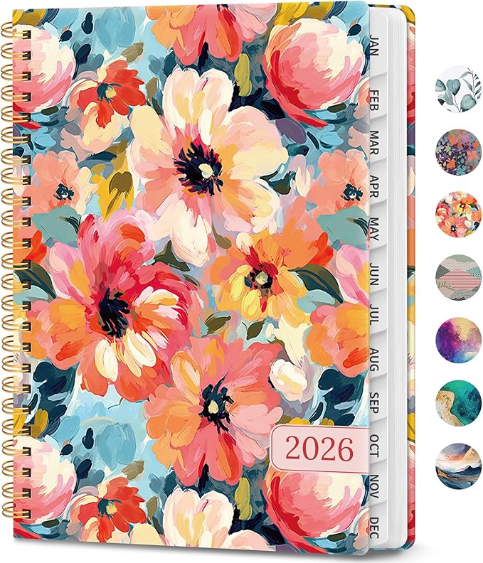 2026 Planner, Weekly and Monthly Calendar Planner Book, January 2026 - December 2026, Hardcover Spiral Planner with Monthly Tabs, Notes Pages, Perfect for Women & Men, A5 (6.4" x 8.5") - Garden