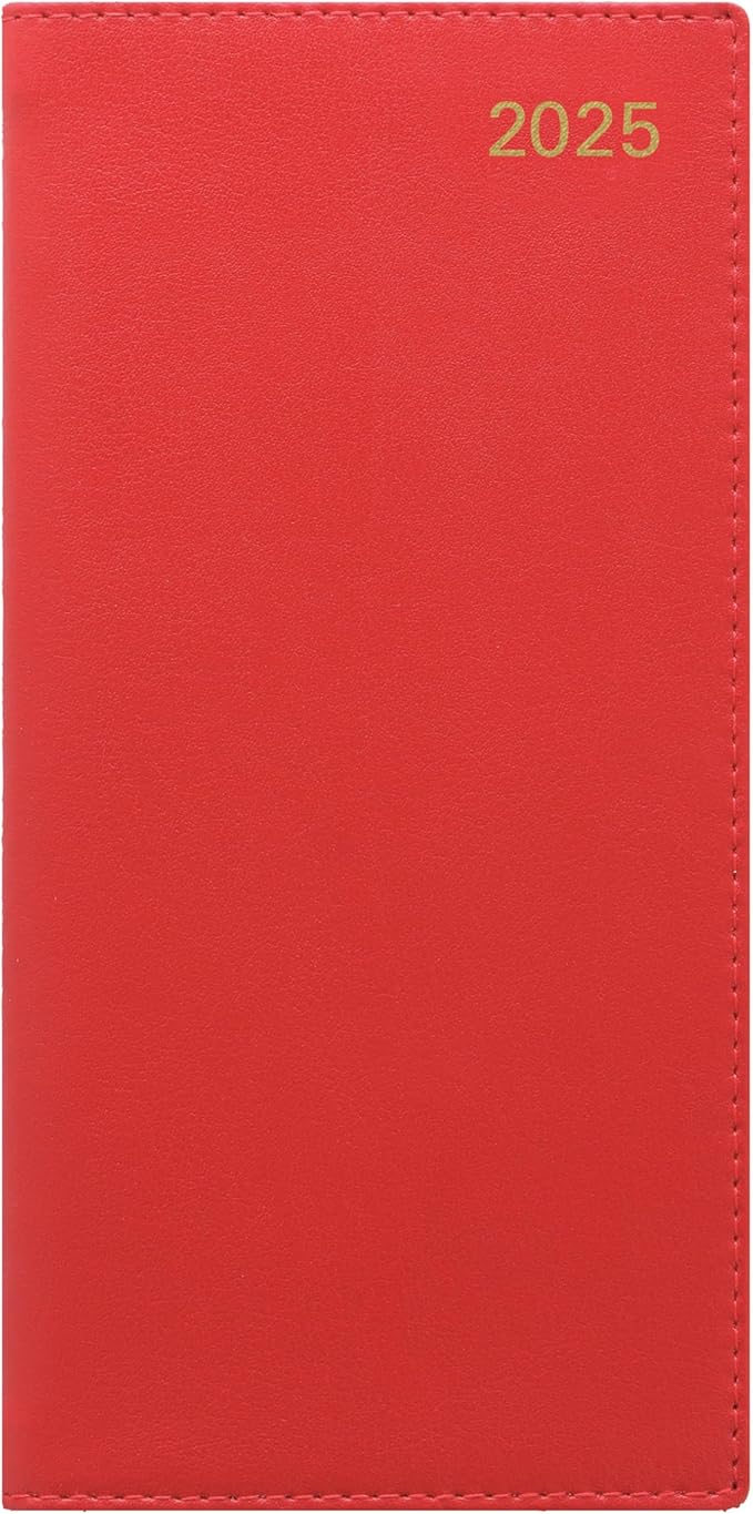 Letts of London Belgravia 2025 Weekly/Monthly Appointment Book and Planner, 12 Months, January to December, Horizontal, Slim Size, 6.625" x 3.25", English, Red (C33SRD-25)