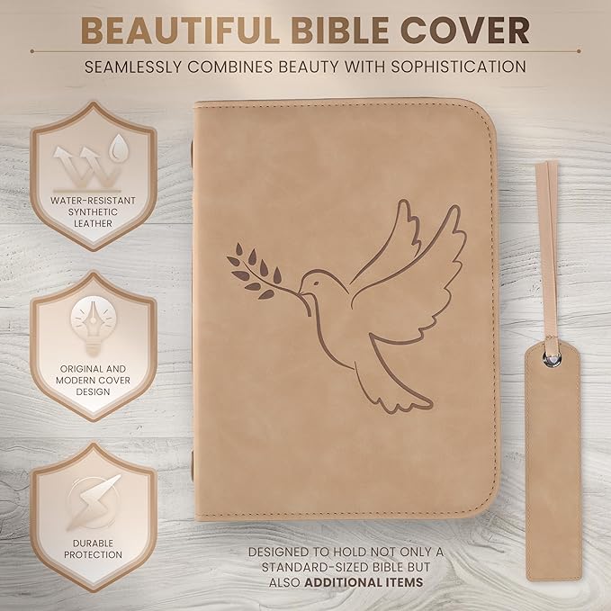 Bible Holder Case for Women | Bible Carrying Case for Men Premium Quality Waterproof PU Leather Bible Case for Girls | Detachable Wristlet, Carrying Handle & Multifunctional Pockets | Kids Bible Case
