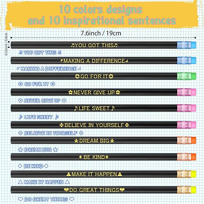 Eersida 40pcs Color Changing Mood Pencils Fun Pencils Bulk for Kids Students Motivational Pencil 2B Assorted Thermochromic Pencil with Eraser (Positive)