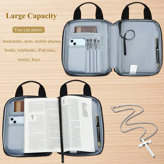 Bible Cover for Boys, Kids Bible Case Carrying Book Case Church Bag Bible Protective with Zippered Pocket, Lion