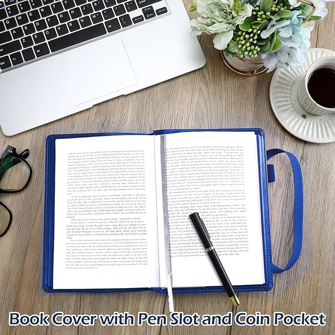 Motipuns 1 Pack Double AA Book Cover & 12 Steps & 12 Leather Double AA Book Cover Medallion Holder Paperback Protector Leather Gift for Women Men (Blue)