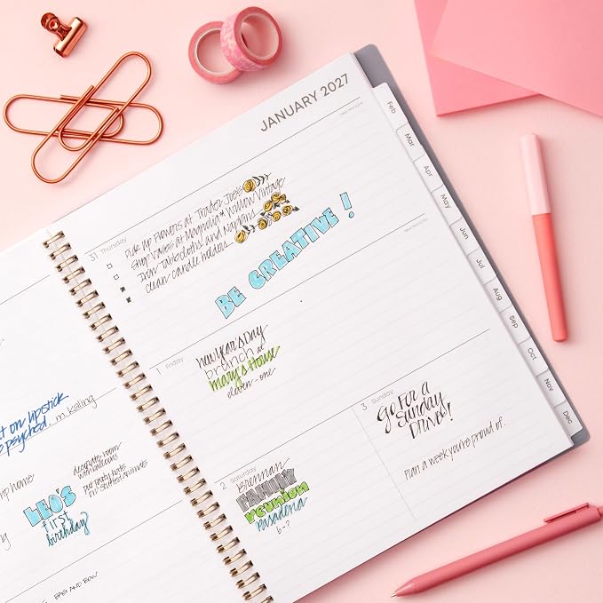 Blue Sky 2027 Weekly and Monthly Planner Calendar, January 2027 - December 2027, 8.5" x 11", Flexible Cover, Laminated Tabs, Durable Twin Wire Binding, Storage Pocket, Tula