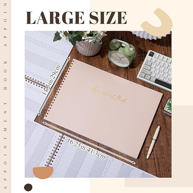 Maitys 2026-2027 Large 8 Column Salon Appointment Book for Hairstylist Spa Business, Hourly Planner 15 Minute Interval, 200 Pages Undated 6 Am 9 Pm Spiral Bound Checklist Planner(Pink, Minimalist)