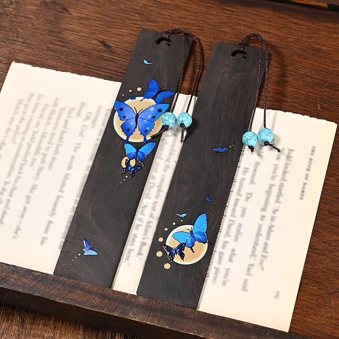 ZQZYMXQ 2Pcs Butterfly Bookmark Aesthetic, Book Marks for Reading Women, Butterfly Gifts for Women (Blue Butterfly)