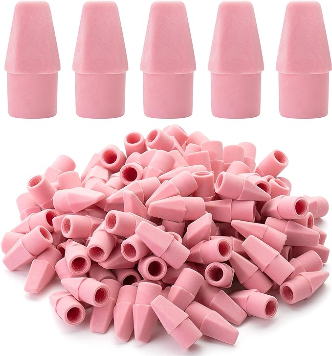 Mr. Pen- Pencil Top Erasers, 120 Pack, Pink, Latex-Free, No-Smudge Cap Pencil Erasers for Precise Erasing, Kids, Teachers, Studying Supplies
