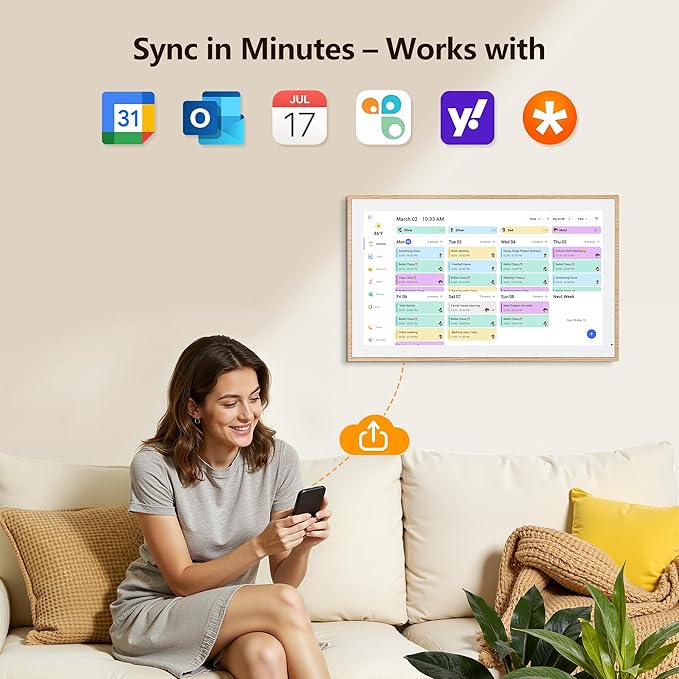 Digital Calendar, 15.6 Inch Wall Planner Electronic Calendar & Chore Chart, Smart Touchscreen Interactive Display for Family Schedules, Great for Organizing Your Routines, Wall & Desk Mountable - Best Gift for Mother's Day