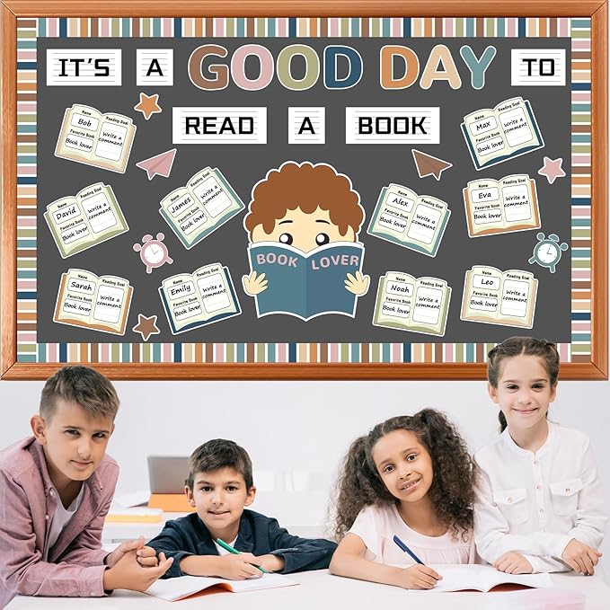 Boho Reading Bulletin Board Decorations Its a Good Day to Read a Book Bulletin Board Colorful Books Cutouts Back to School Reading Classroom Decor for Home Library Preschool Chalkboard Wall Supplies